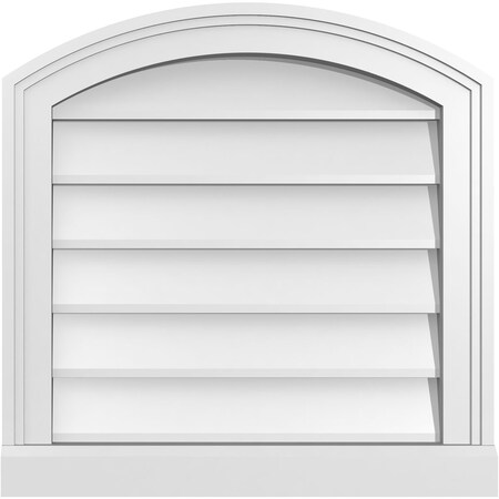 Ekena Millwork Arch Top Surface Mount PVC Gable Vent: Functional, w/ 2"W x 2"P Brickmould Sill Frame, 20"W x 20"H GVPAR20X2003SF